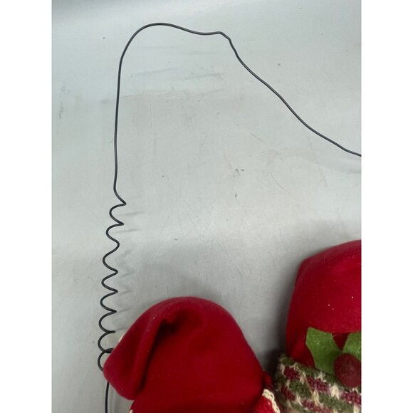 Santa Christmas welcome sign 3 Santas red plush rectangle 13x10" wood READ - Picture 5 of 7